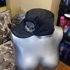 Women’s rhinestone skull Harley Davison hat